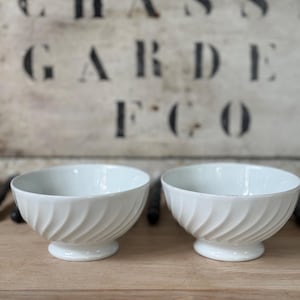 Vintage French Cafe Au Lait bowls Vintage white Cafe Au Lait bowls Vintage French porcelain bowls