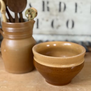 Vintage French Stoneware Bowl – Rustic Glazed Pottery – No. 2 Marked – Farmhouse Kitchen