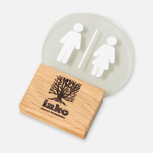 Unisex Restroom Sign, Modern Wood and Acrylic Toilet Symbol, Custom Bathroom Door Sign for Hotels, Restaurants, Offices, or Public Spaces