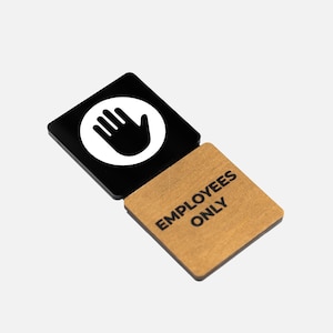 Letrero para puerta &quot;Solo empleados&quot;, placa moderna de acrílico y madera para áreas restringidas, ideal para hoteles, oficinas, restaurantes o uso comercial.