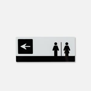 Directional Restroom Sign, Acrylic WC Arrow Plaque for Wayfinding, Modern Bathroom Signage for Hotels, Offices or Public Areas