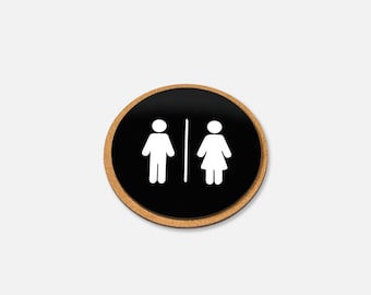 Unisex Restroom Sign, Acrylic and Wood Door Plaque