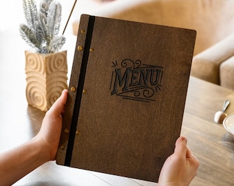 Cubierta de menú con «Menú» grabado, adecuada para hojas de tamaño carta de EE. UU.