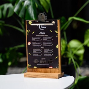 Wooden Menu Holder, Tabletop Sign Stand, Coffee Bar Sign Display, Mini Wood Sign, Retail Menu Board, Flyer Holder, Wedding Menu Table Tent