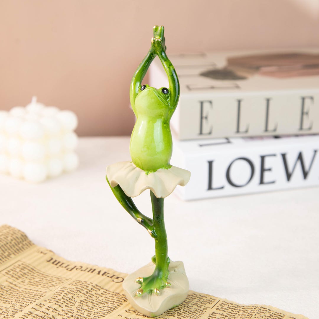 Cute Ballet Frog Yoga Figurine | Healing Desktop Decoration ...