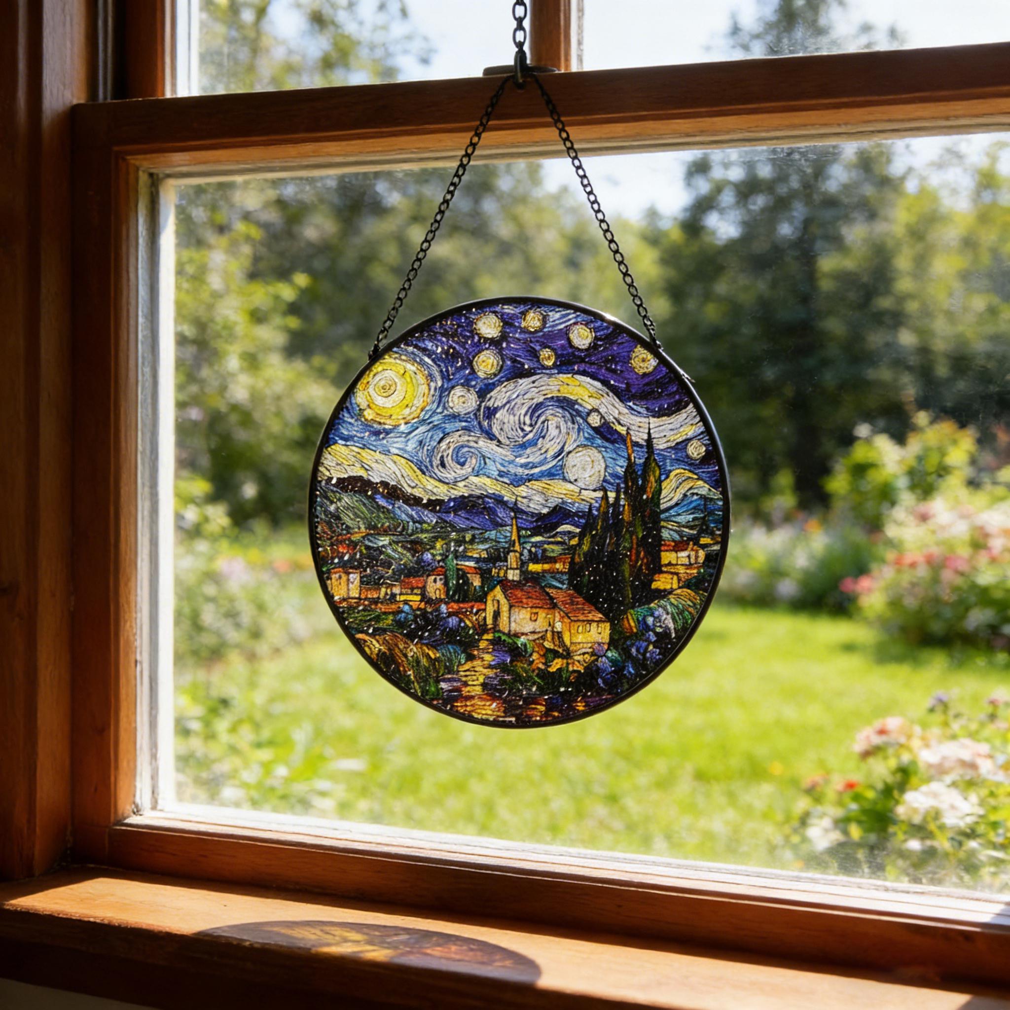 Starry Night Stained Glass Suncatcher, Van Gogh Inspired Window Art - Etsy
