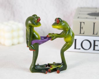 Grappige kikker toilethars beeldje | Eigenzinnig badkamerplankdecor