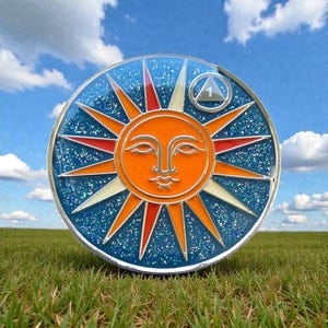 Médaillon de la sobriété du soleil et de la lune : jeton d'anniversaire AA, jeton d'abstinence de 1 à 45 ans.