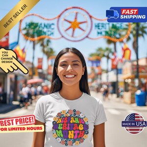 Hispanic Heritage Month Shirt for Women | Retro Floral Latin Pride Tee | Inclusive Empowerment Graphic | Cultural Celebration T-Shirt