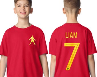 Kids Ronaldo Shirt, Personalized Soccer Tee, CR7 Fan Gift