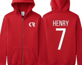 Custom Ronaldo Hoodie, Personalized CR7 Soccer Zip Up