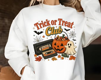 Retro Halloween Shirt, Vintage Trick or Treat Club Sweatshirt, 90s Nostalgia Tee