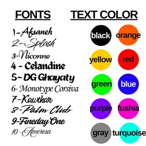 Fonts and Text Color Chart for Graphic Design on the Custom Logo Tank Top, Personalized Logo T-Shirt, Custom Text Tank Top, Custom Printing Tank, Custom Photo Tank Top, Custom Summer Tank