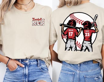 Custom Baseball Mom Shirt, Personalized Kids Names & Numbers, Game Day Tee