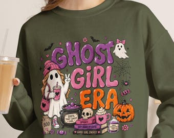 Ghost Girl Era Sweatshirt, Retro Halloween Gildan Crewneck