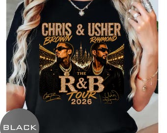 R&B Tour 2026 Rhinestone Shirt, Chris Brown Usher Double Sided Comfort Colors Tee