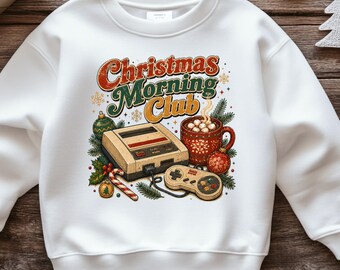 Christmas Morning Club Shirt, Retro Gaming Holiday Sweatshirt, 90s Nostalgia Xmas Tee