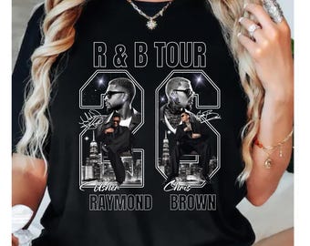 Usher Chris Brown RnB Tour 26 Shirt, Raymond & Brown Tour Black Tee, Front Back Print Concert Top