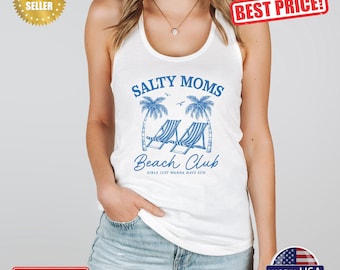 Salty Moms Beach Club Tank Top: Funny Beach Party Gift