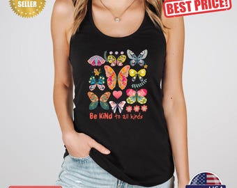 Boho Floral Butterfly Tank Top: Inspirational Kindness Design