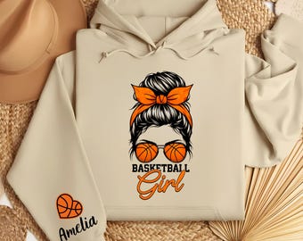 Custom Basketball Girl Hoodie, Personalized Team Gift