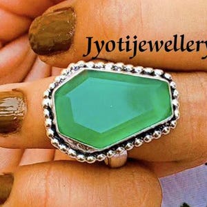 Green Onyx Sterling Silver Statement Ring: Handmade Boho Jewelry