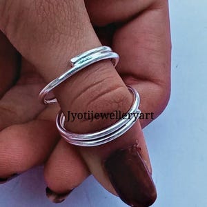 Minimalist Spiral Wrap Ring | Adjustable Silver Open Ring | Dainty Boho Stacking | Handmade Modern Jewelry Gift for Her|jyoti jewellery art|