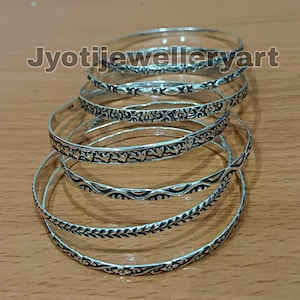 Oxidized Silver Bangle Set: Handmade Boho Tribal Jewelry