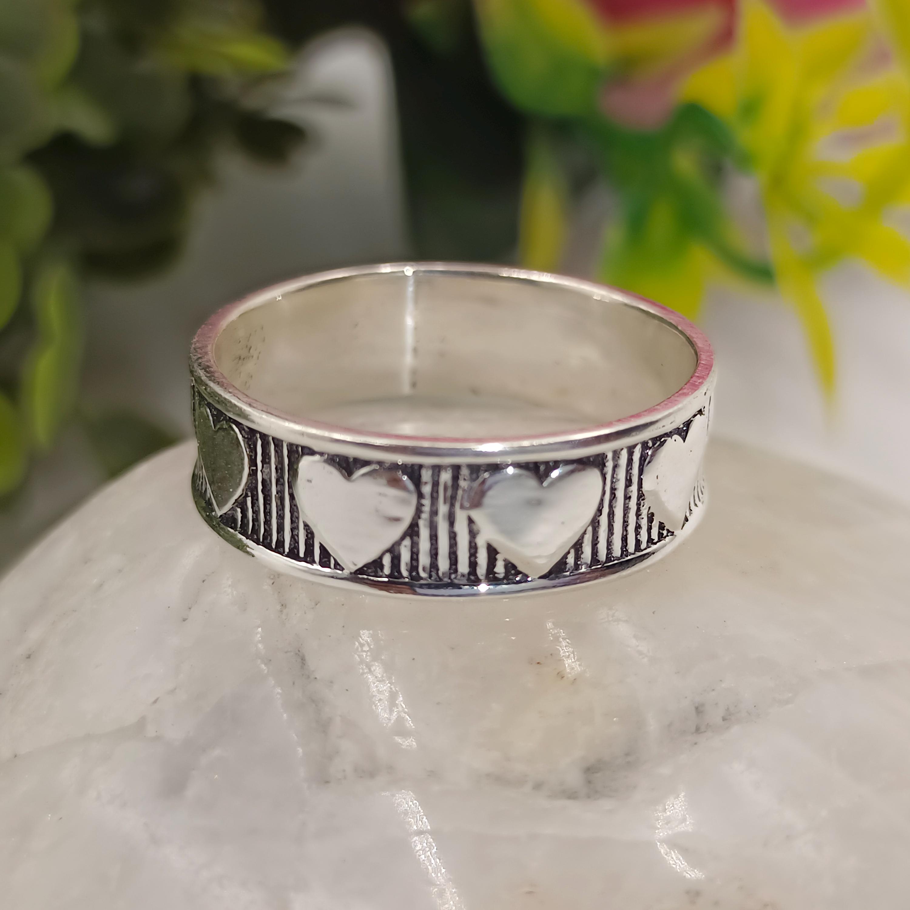 ハンドメイドスターリングシルバーハートバンドリング：Boho Promise