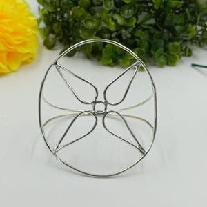 Sterling Silver Wire Cuff Bracelet: Geometric Flower Design Boho Bangle