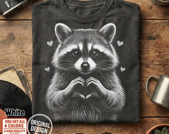 Valentine Raccoon Love PNG, Retro Halftone Animal Clipart (Digital Download)