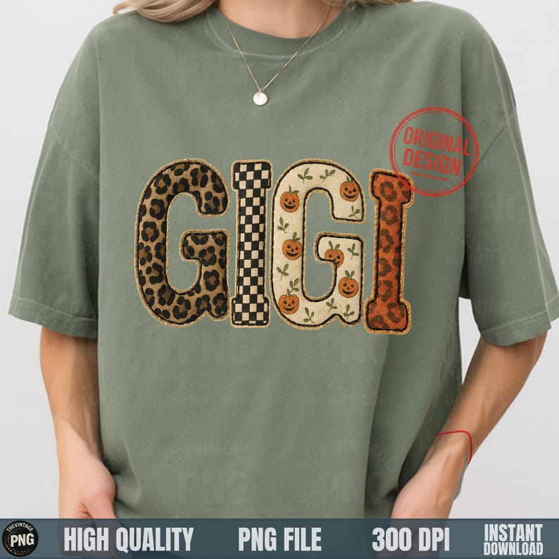 GIGI Halloween letters PNG, fall vintage style