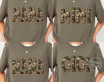 Camo Patchwork Mama Nana Mimi Gigi PNG Bundle (Digital Download)