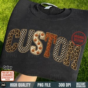 Custom patchwork fall vintage letters PNG folded black sweatshirt mockup