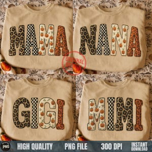 Family matching Halloween PNG letters MAMA MINI GIGI NANA