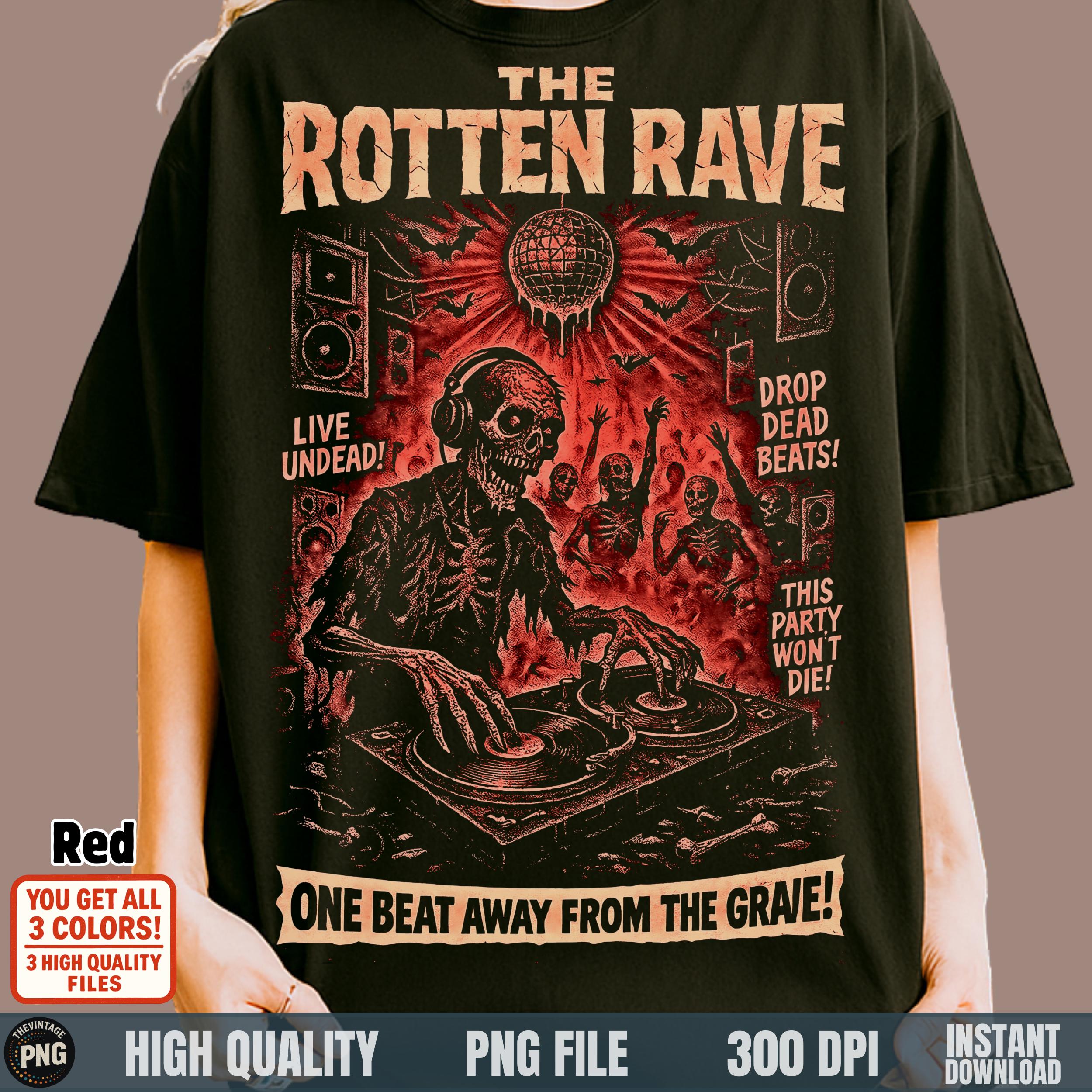 Skelaton Rave Zombie Skeleton DJ PNG: Halloween Rave Shirt Design (digital Download ...
