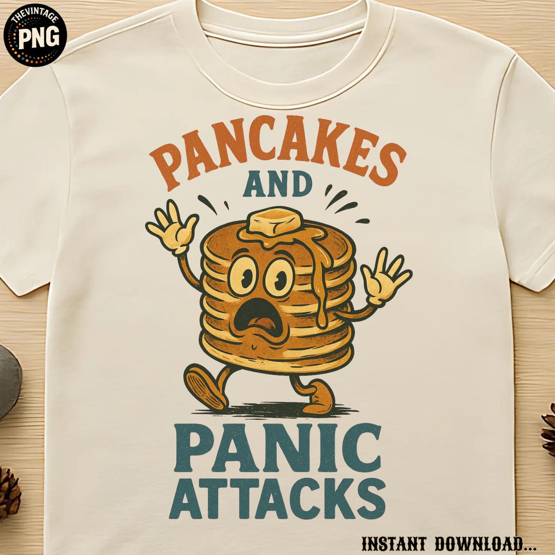 Pancakes and Panic Attacks PNG - Funny Retro Breakfast Stack Clipart ...