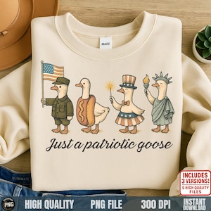 Ganso de 4 de julho PNG, Apenas um ganso patriótico para design de camisa, Clipart engraçado da bandeira americana, Arte retrô do pássaro da liberdade, Arquivo PNG de sublimação