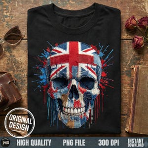Faux Broderi Dödskalle PNG, Patchwork Dödskalle Clipart, Illusion Sydd Goth, Punk Rock T-shirt Design, Sublimeringsgrafik