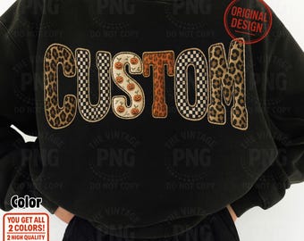 Halloween Patchwork Letters PNG: Leopard Checker Pumpkin Font (Digital Download