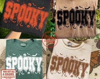 レトロなハロウィンPNG：不気味なバーシティレターデザイン（デジタルダウンロード）