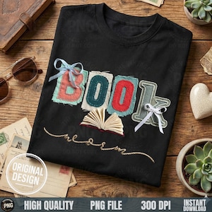 Bokmal Vintage Patchwork PNG, Broderi Illusion (Digital Nedladdning)