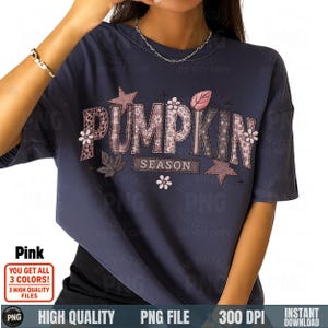 Pink and burgundy vintage “Pumpkin Season” embroidery illusion shirt
