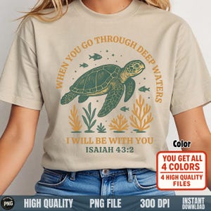 Color turtle Isaiah quote on cream sweatshirt