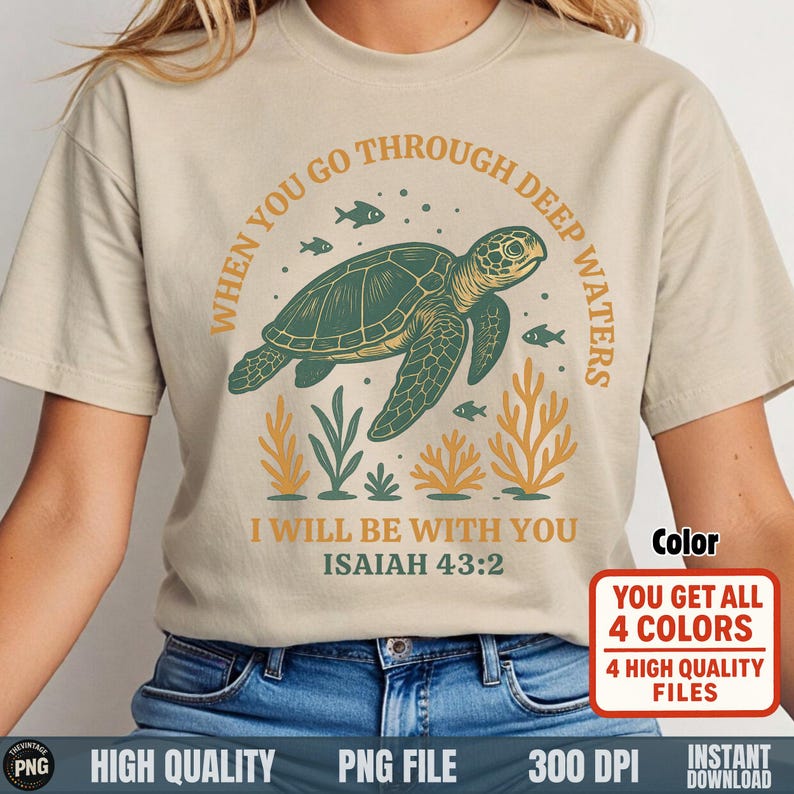 Color turtle Isaiah quote on cream sweatshirt