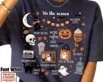 Imágenes prediseñadas retro de Halloween en formato PNG: iconos de bruja, fantasma y calabaza (descarga digital).