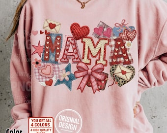 Mama-patchworkcollage, png, namaakborduurwerk, plakboekstijl (digitale download)
