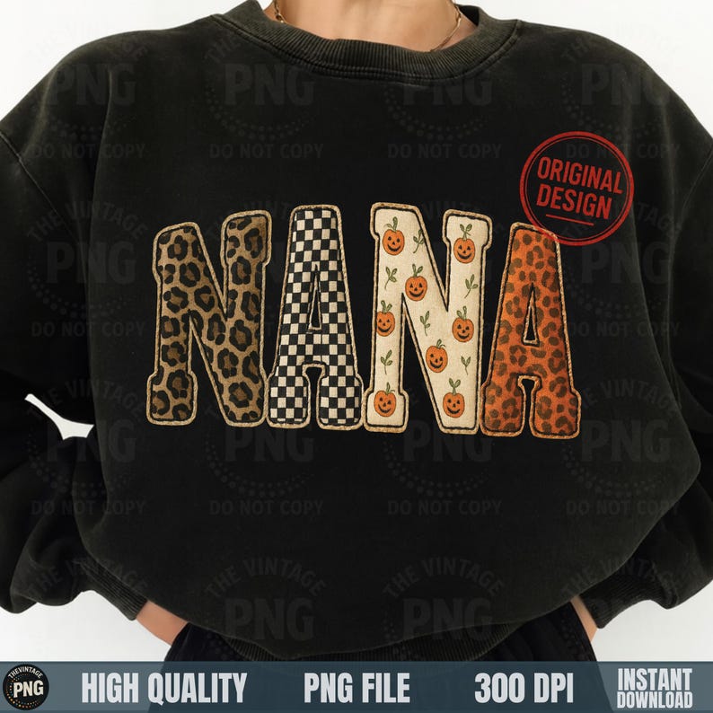 Halloween NANA patchwork PNG digital download