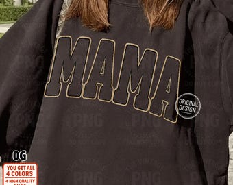 Mama patchwork borduurontwerp png: modern lettershirt (digitale download)