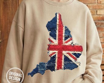 England Flag PNG St George Cross PNG British Patriotic Scrapbook Collage Vintage Patchwork Embroidery Illusion UK Heritage Shirt Design